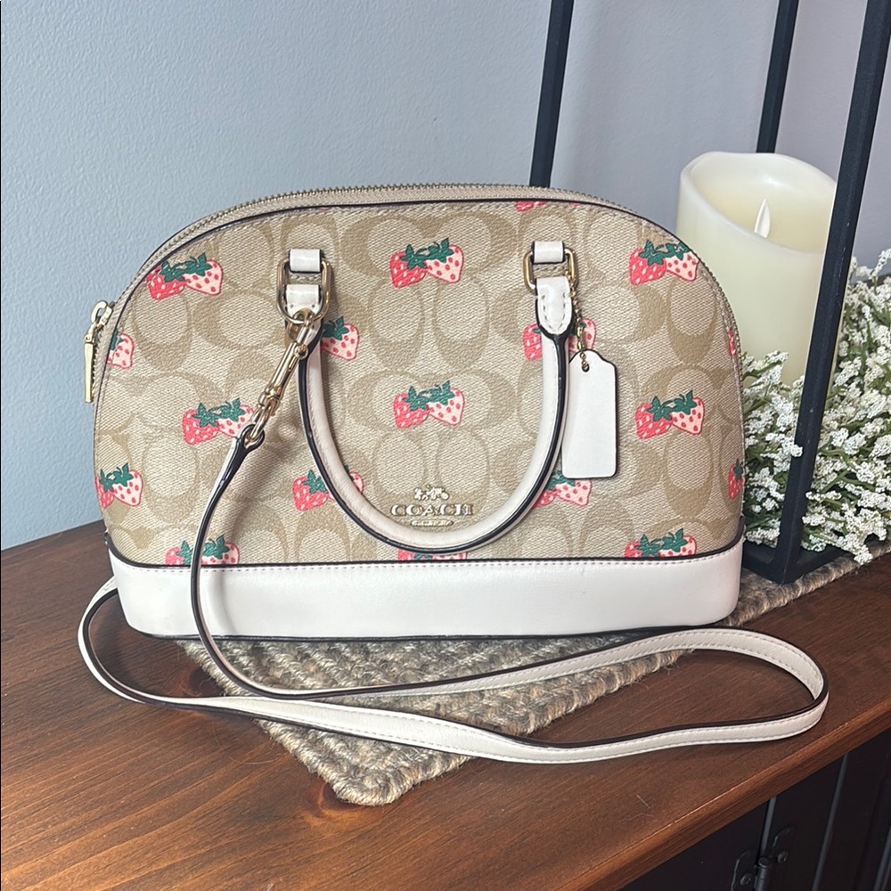 Coach Tan and Cream Crossbody Bag with Dome Shape